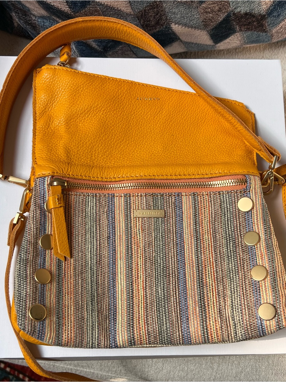 Hammitt Dillon Crossbody Bag in Orange and Multicolor Stripe - Picture 5 of 9
